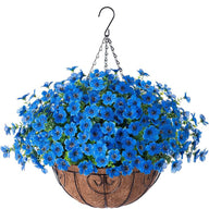 Premium Artificial Hanging Flower Basket UV-Resistant Silk Daisy Eucalyptus Outdoor Porch Patio Balcony Yard All-Weather 3D Pistil