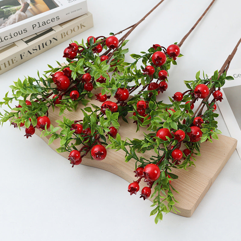 Faux Pomegranate Berries - 2 Pack (24 Heads Each) for Home Decor Christmas & Festive Arrangements