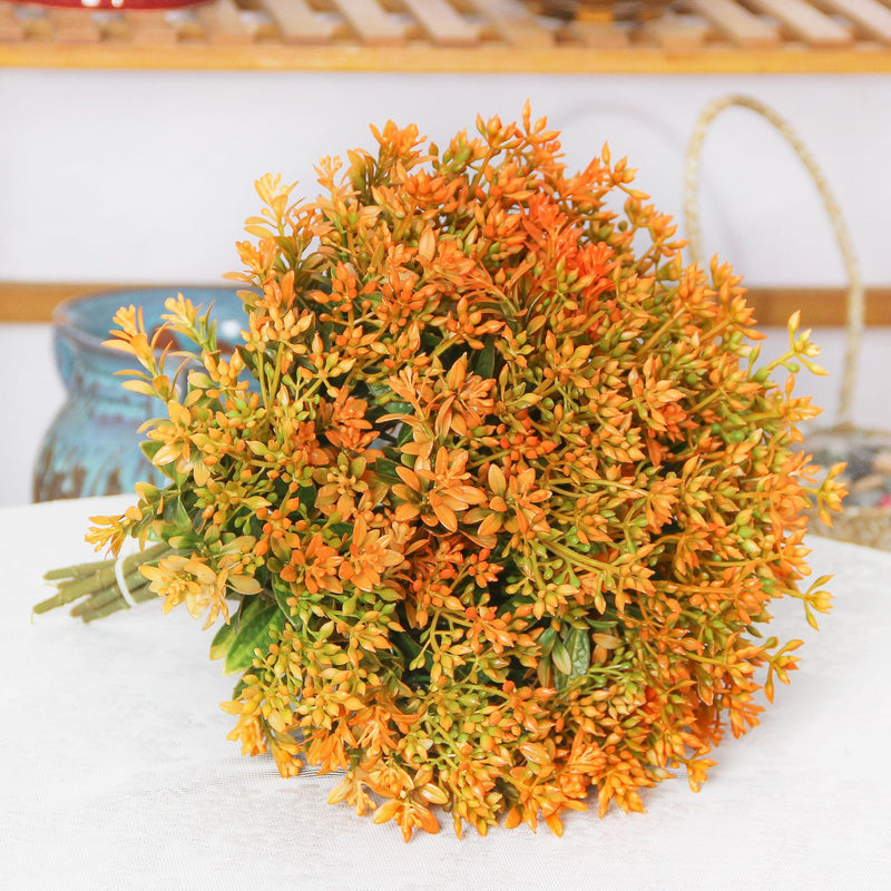 Artificial Kalanchoe Bush, 15 Branches, Plastic Faux Flower Greenery, Home, Wedding & Window Display Decor