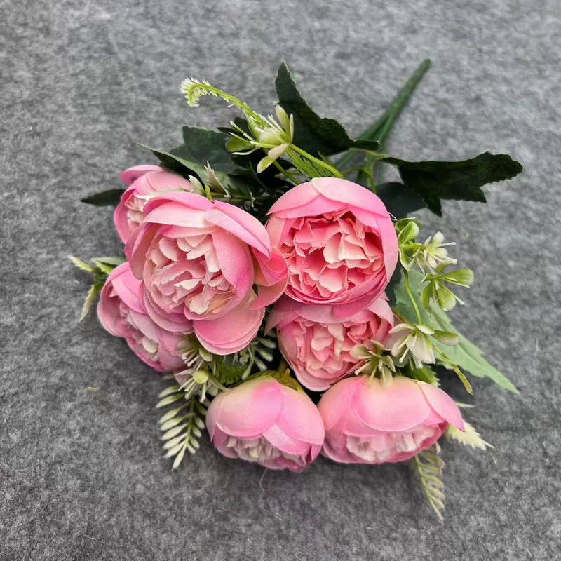 18-Inch Artificial Peony Flowers, 1 Stem, Silk Material, Pink, Wedding and Home Decor