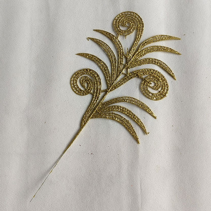 Christmas Gold Glitter Plastic Leaf Ornaments 2-Pack - 15.7" Length 7.5"Width | Sparkly Cutout Decor for Christmas Trees