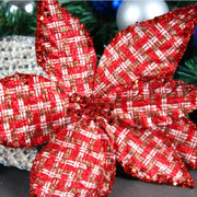 Glitter Artificial Poinsettia Flowers 10 Pcs Christmas Decorations for Tree Garland Rattan Accessories