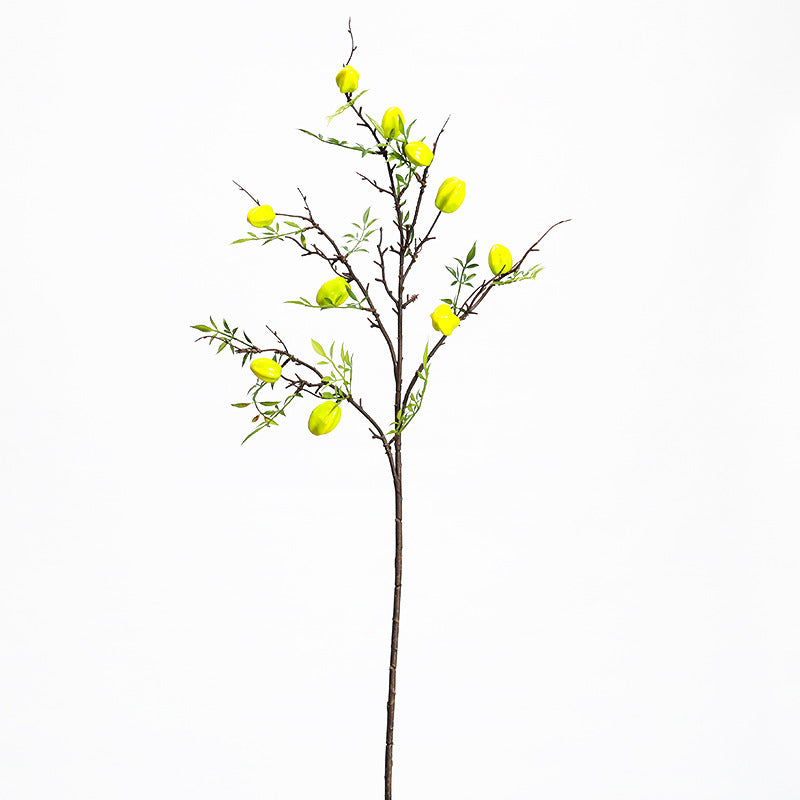 Artificial Starfruit Branch, Realistic Plastic Fruit & Leaves for Home Decor, Weddings & Events