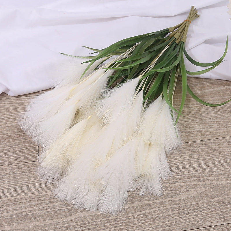 20" Artificial Pampas Grass Stem, Single Feather Reed Stem for Wedding Centerpieces & Home Decor, Realistic Faux Silk Pampas