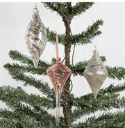 Bulk Christmas Glass Ornaments 12 Pcs Sparkle Helical Drop Decorations for Christmas Tree