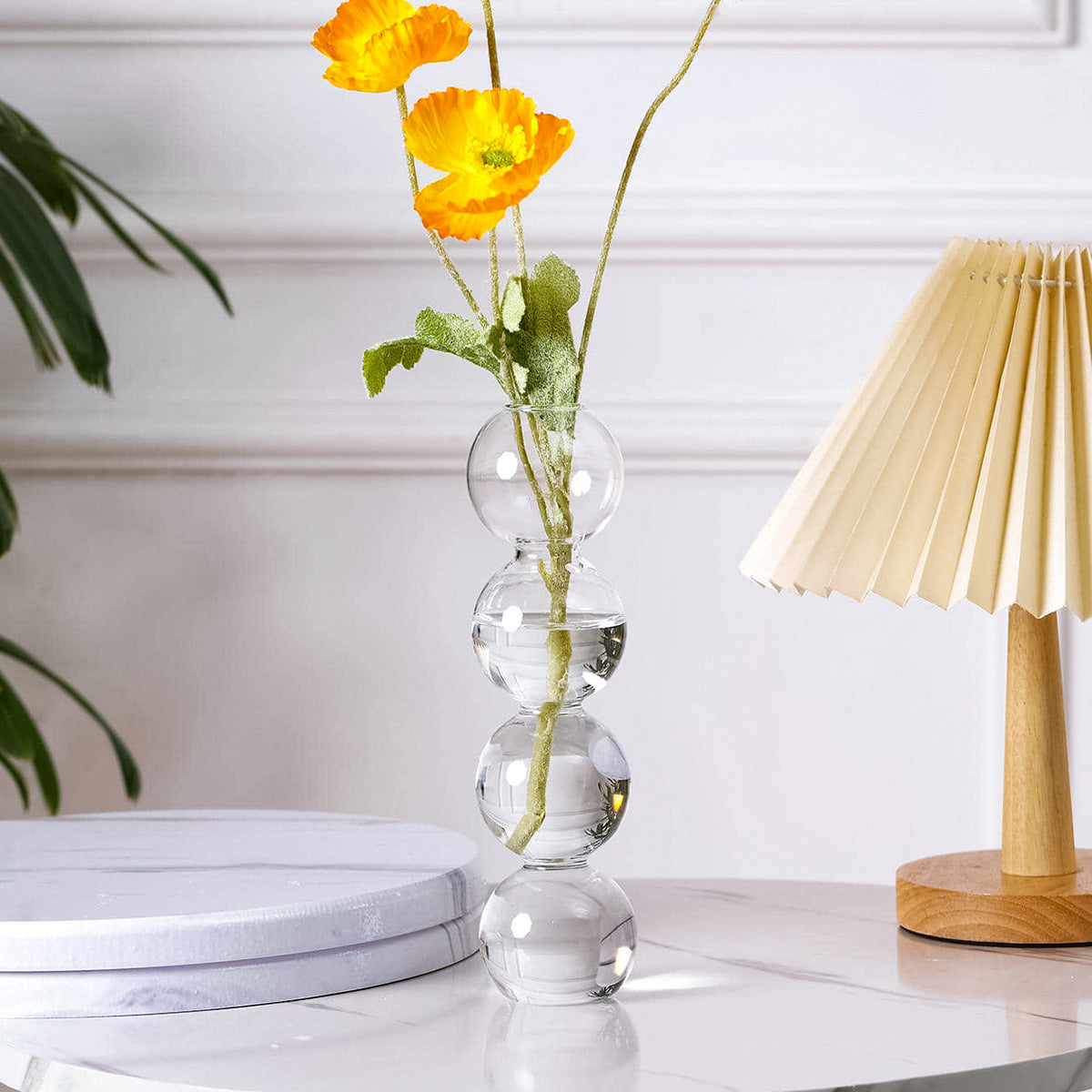 Bulk 2 Pack Hydroponic Flower Vase Transparent Balls Shape Glass Vase for Weddings Party Events Home Decor Wholesale