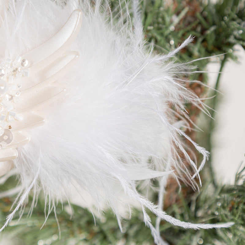 Simulated Feather Swan Christmas Hanging Ornaments with Diamond Accent, Bulk Set