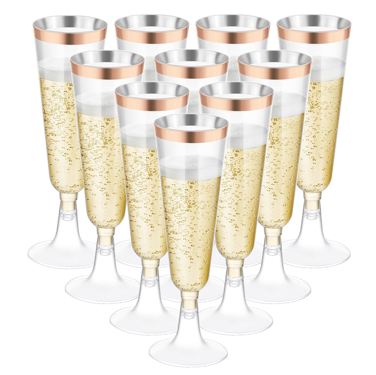 Bulk 25 Pcs Disposable Champagne Cups 2025 Crystal Clear Acrylic Toasting Flutes Non-Slip for Wedding Receptions&NYE Party Decor Wholesale