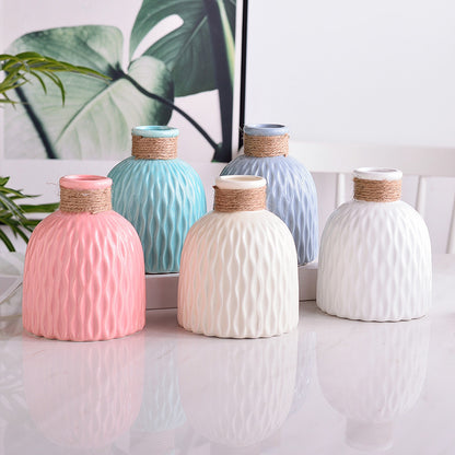 Bulk 2 Pcs Water Ripples Vase with Textured Rope Bottle for Home Party Table Decor Wholesale