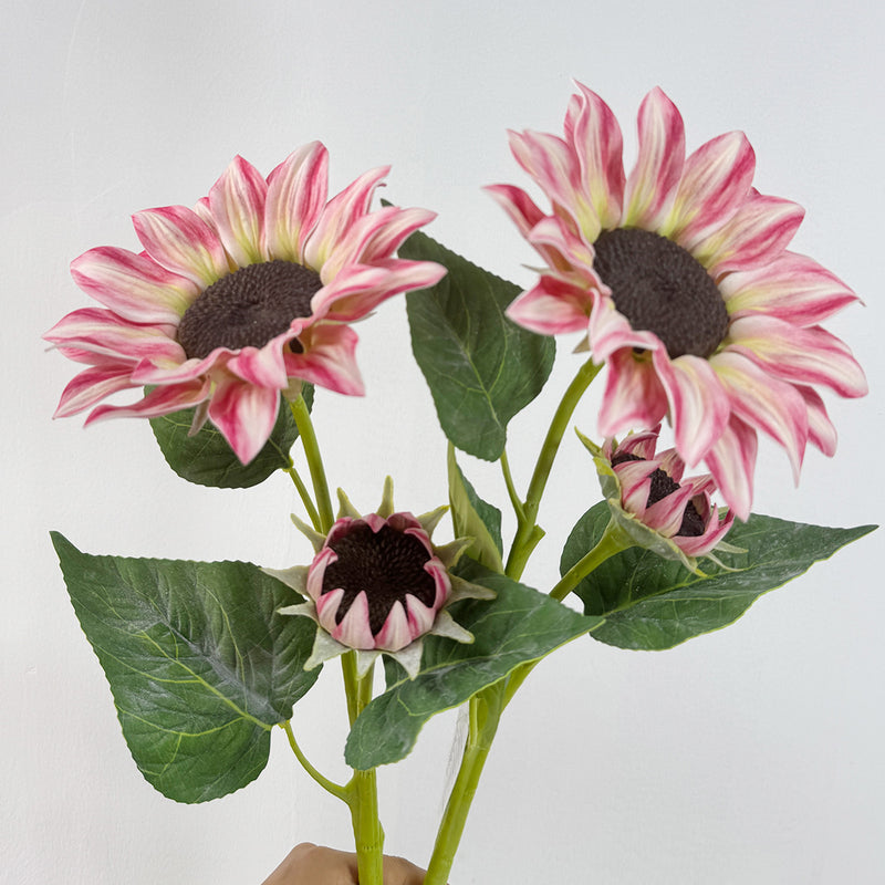 46" Artificial Sunflower Bush with 2 Blooms, Modern Farmhouse Decor for Weddings, Events, and Home Styling
