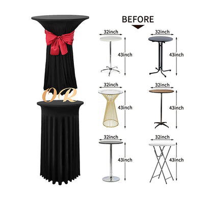 Bulk Round Polyester Tablecloth with Stretch Skirt Cover for Bar Wedding Cocktail Party Banquet Table Wholesale