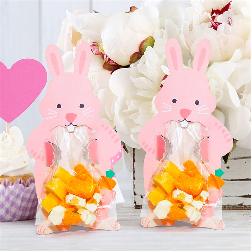 20 Pcs Easter Gift Bags - Cute Rabbit Cartoon Candy Bags for Chocolate Treats (5.5x4.3 Inches)