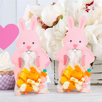 20 Pcs Easter Gift Bags - Cute Rabbit Cartoon Candy Bags for Chocolate Treats (5.5x4.3 Inches)