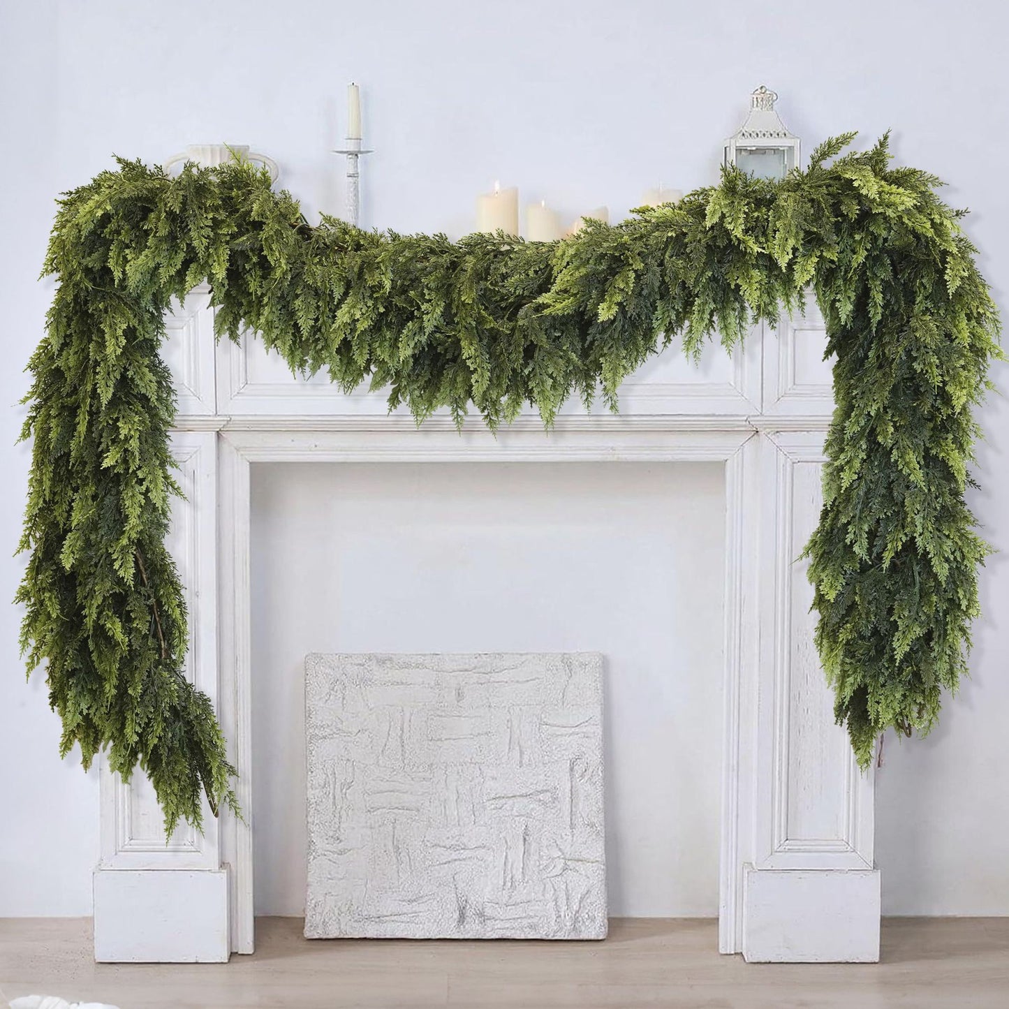 Christmas Faux Cedar Garland - Realistic PE Texture Fireplace Decor Festive Holiday Home Accent with 4 Size Options