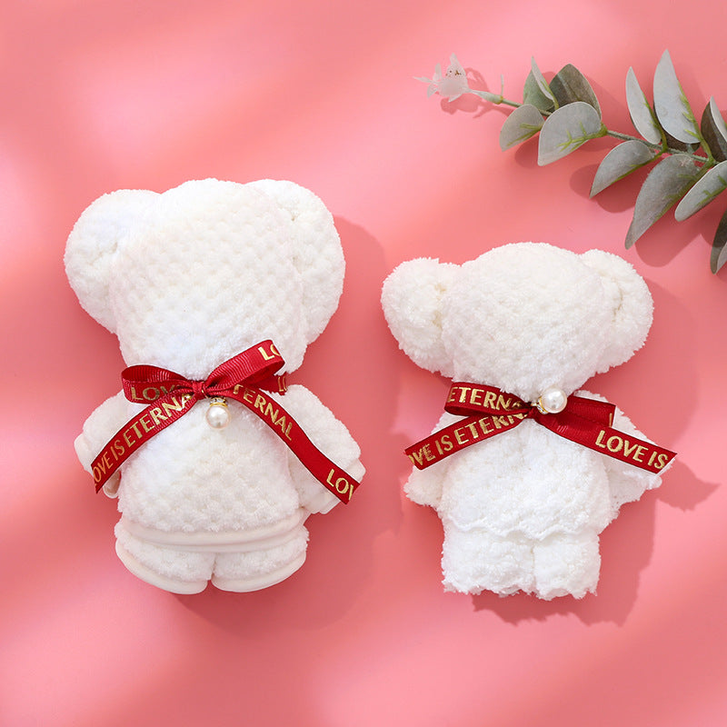 Adorable Teddy Bear Towel - Wedding Favors & Holiday/Birthday Gifts | Soft Waffle Weave