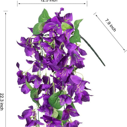 Premium 2 pcs Lifelike Silk Bougainvillea Hanging Vines - UV-Resistant Outdoor Artificial Flowers for Porch Decor Patio Balcony Accent