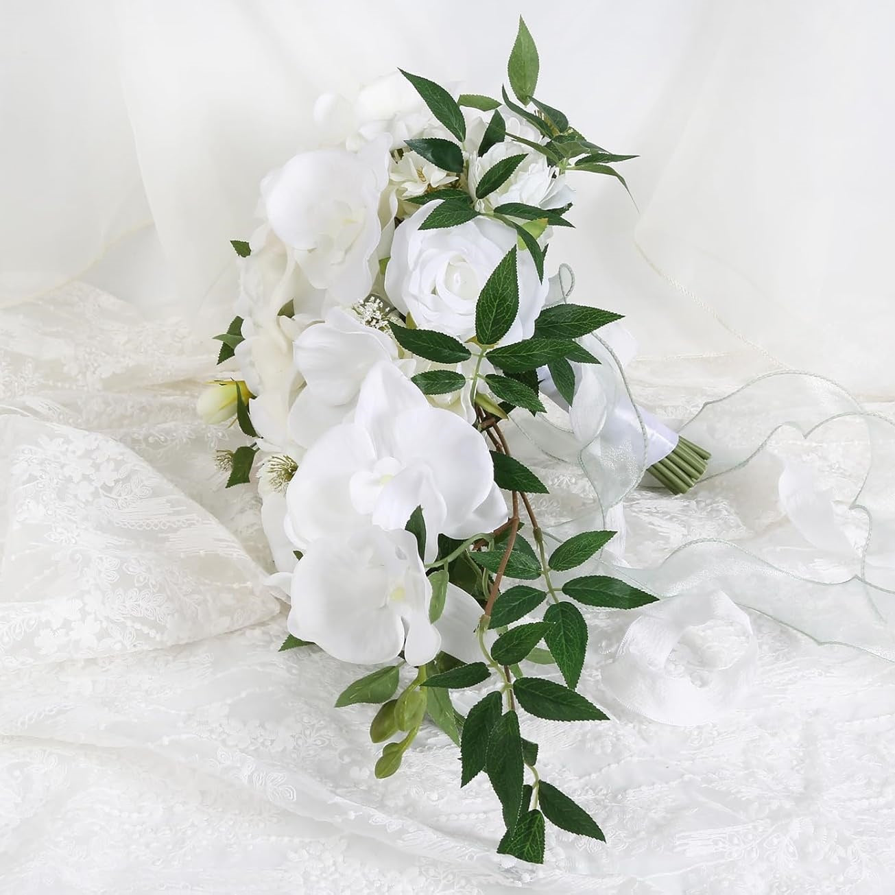 Bulk 10" Orchid Wedding Bouquets Real Touch Silk Cascading Flower for Ceremony Decor Photo Shoots Anniversary Events Wholesale