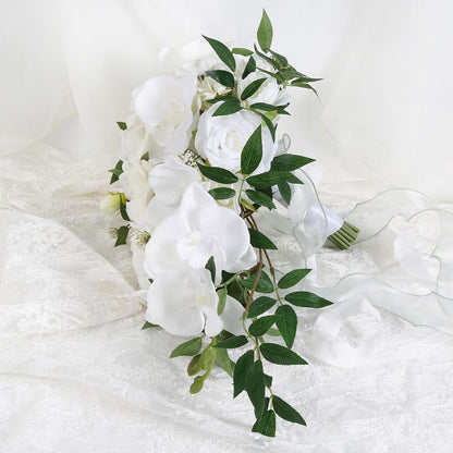 Bulk 10" Orchid Wedding Bouquets Real Touch Silk Cascading Flower for Ceremony Decor Photo Shoots Anniversary Events Wholesale