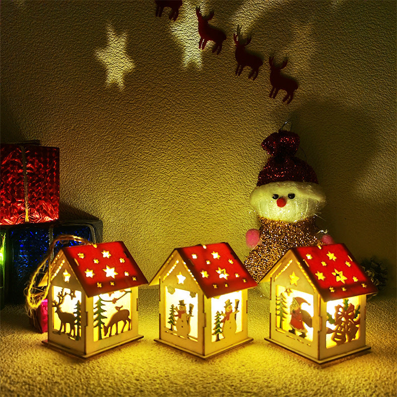 Wooden Christmas Hanging Ornaments 6 Pcs Santa Claus Snowman Deer Tree Pendants for Xmas Party Decorations