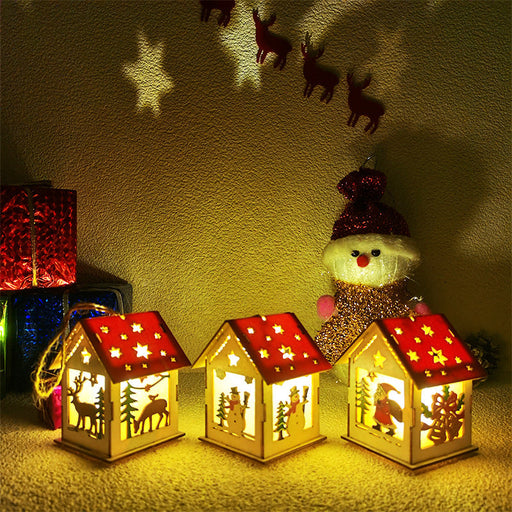 Wooden Christmas Hanging Ornaments 6 Pcs Santa Claus Snowman Deer Tree Pendants for Xmas Party Decorations