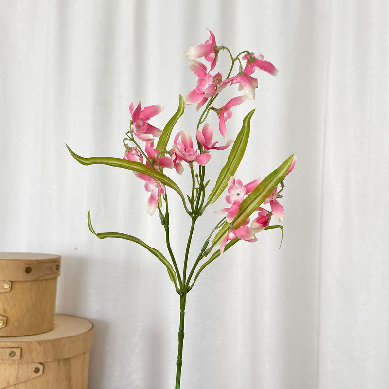 Artificial Orchid Bush, Small Cymbidium, 20" Tall, Silk-Like Fabric, Modern Style, for Wedding, Home, Office Decor