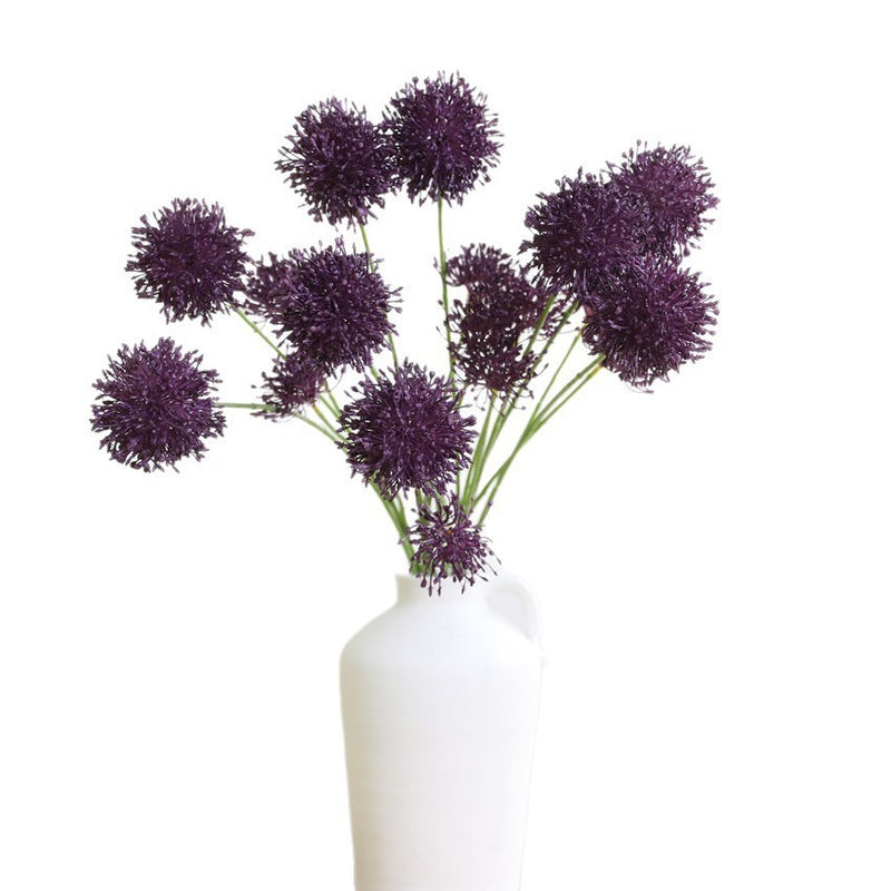30" Artificial Allium Bush with 2 Blooms, Realistic Plastic Floral Arrangement for Weddings, Home Decor, and Commercial Displays
