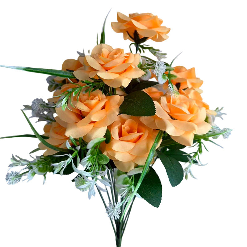 18-Bloom Artificial Rose Bush, 16" Tall, Realistic Faux Silk Roses for Wedding Decor, Home Styling, Events