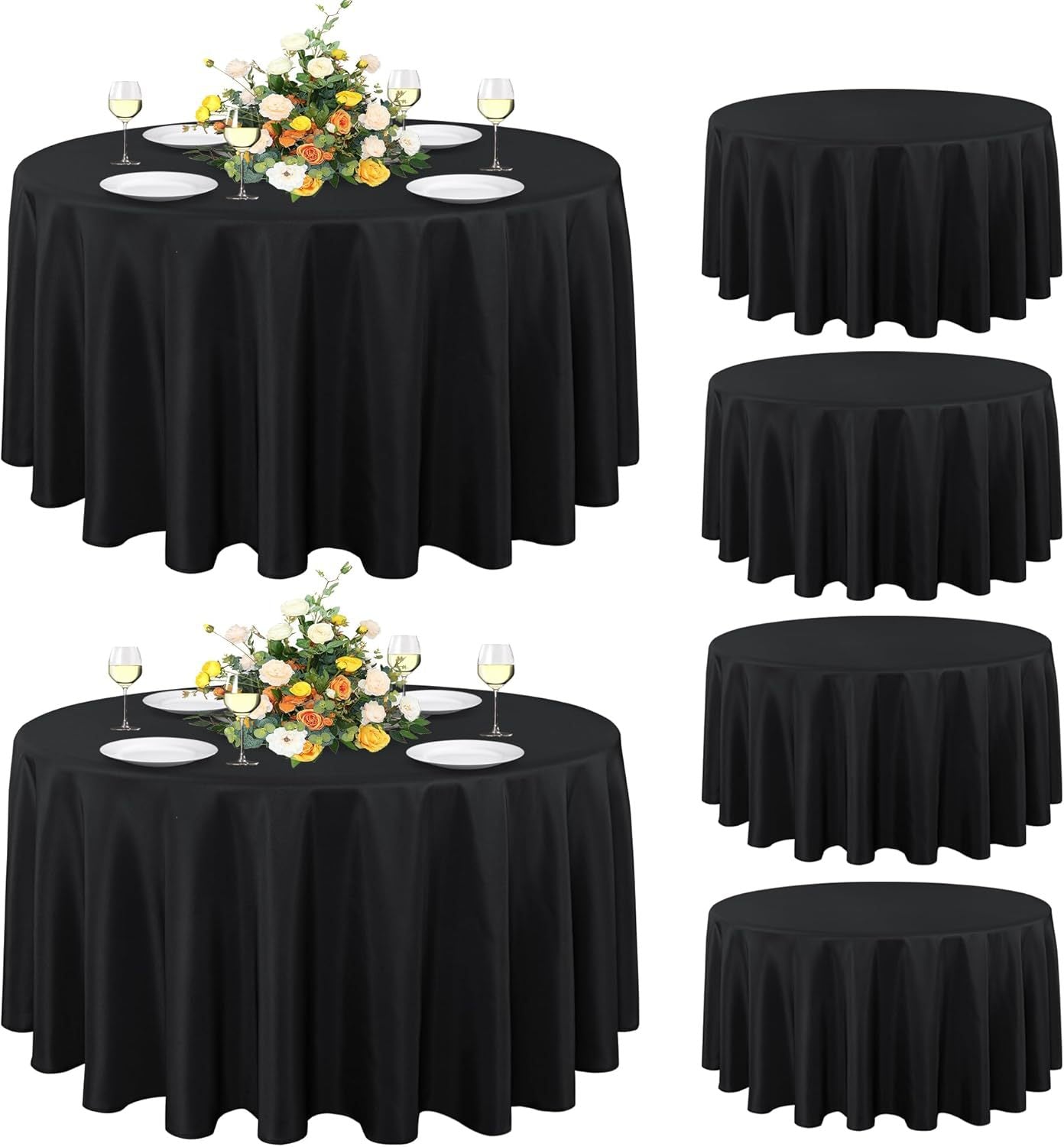 Bulk 3 Pcs Round Tablecloths Heavy Duty Polyester Washable Table Covers for Wedding Receptions Banquet Events & Birthday Parties Stain Resistant Spillproof Fabric for Dining Catering Wholesale