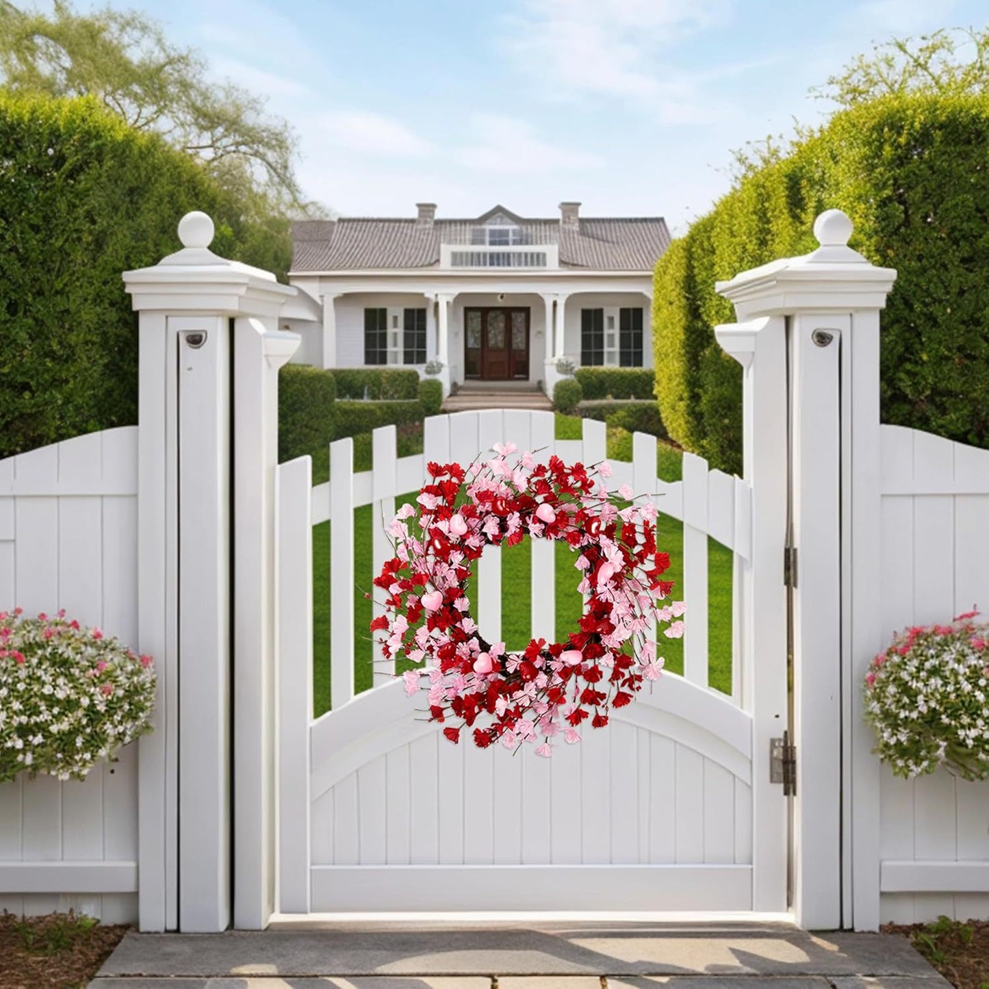 Valentine's Day Faux Forsythia Wreaths (6 Styles/Sizes) - Pink & Red Romantic Decor