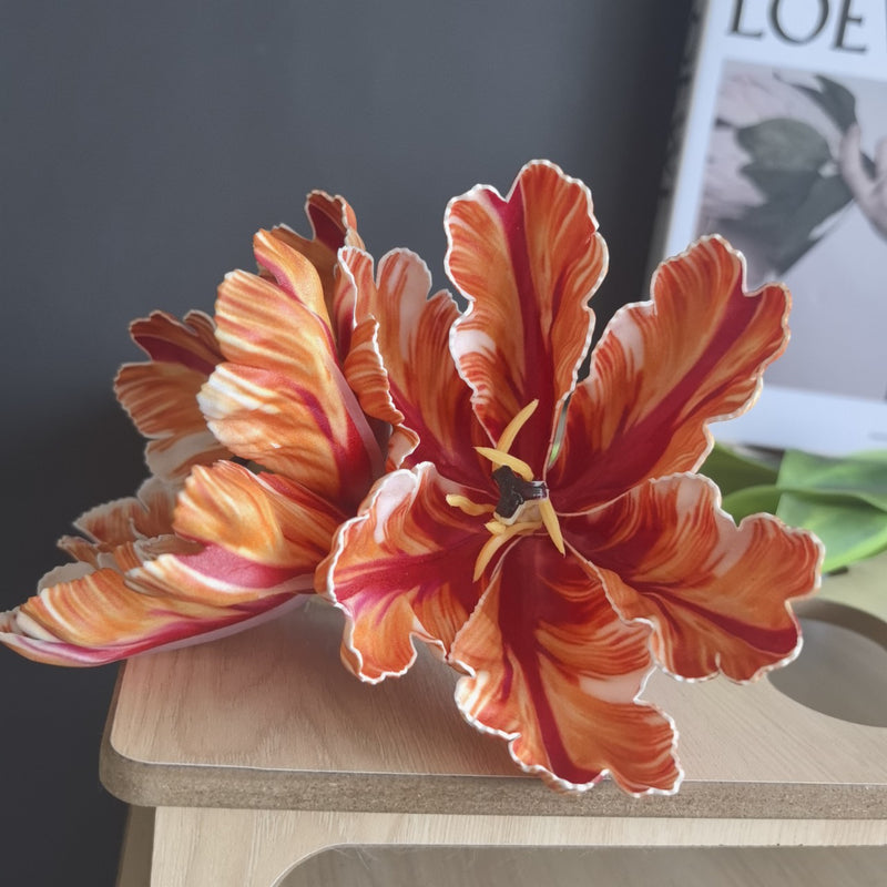 Single Stem Real-Touch Tulip, 27" Tall, Retro Style for Weddings, Home Decor, and Events
