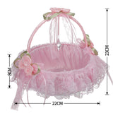 Wedding Flower Girl Basket - Lace & Rhinestone Embellished Vintage White Design