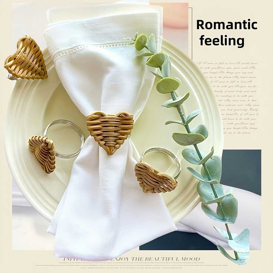 50 Pcs Natural Rattan Napkin Rings - DIY Craft Table Decor for Dinner Parties, Holidays, Home Dining - Handwoven Napkin Holders