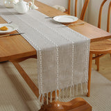 Bulk 2 Pcs Cotton Linen Table Flag with Hand-Tassels Home Long Table Runner for Weddings Party Home Decor Wholesale