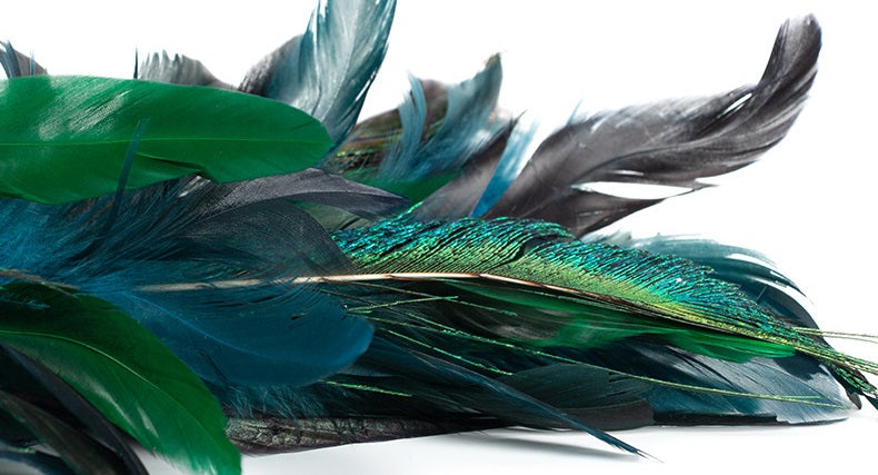 Artificial Long Tail Blue Peacock Ornaments 12 Inch 6 Pcs Christmas Hanging Decorations