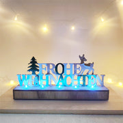 German Merry Xmas Letter Ornaments Bulk Set for Table Decoration Wooden Glow Letters Wholesale