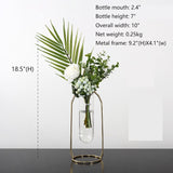 Bulk 1pc Gold Glass Vase With Metal Frame Geometric Hydroponics Vase for Centerpieces Wedding Office Living Room Decor Wholesale