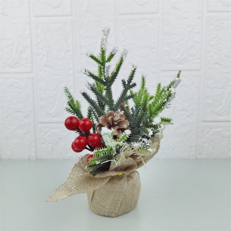 Simulation Mini Xmas Tree with Cedar Branches, Tabletop Ornament, Bulk Wholesale Pack