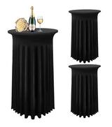 Bulk Round Polyester Tablecloth with Stretch Skirt Cover for Bar Wedding Cocktail Party Banquet Table Wholesale