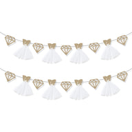 Bachelorette Party Decorations - Ring & Diamond Wedding Paper Garland (2 Sets)