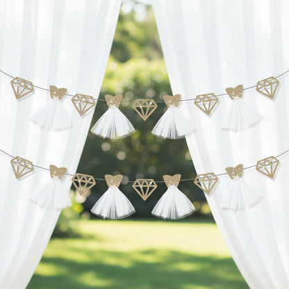Bachelorette Party Decorations - Ring & Diamond Wedding Paper Garland (2 Sets)