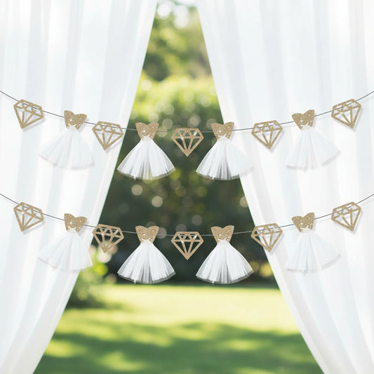 Bachelorette Party Decorations - Ring & Diamond Wedding Paper Garland (2 Sets)