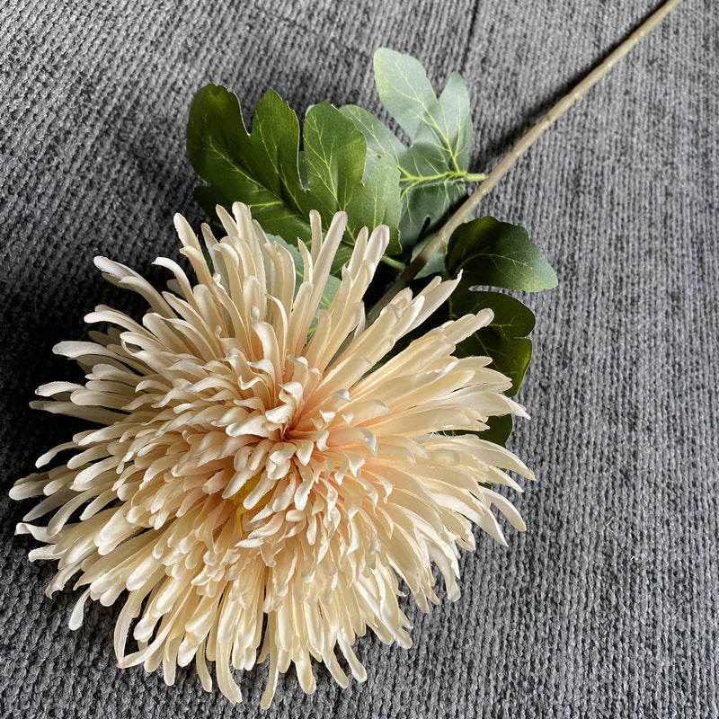 Single Stem Artificial Chrysanthemum, 29" Realistic Silk-Like Fabric Flower for Weddings & Home Decor, Dragon Claw Mum