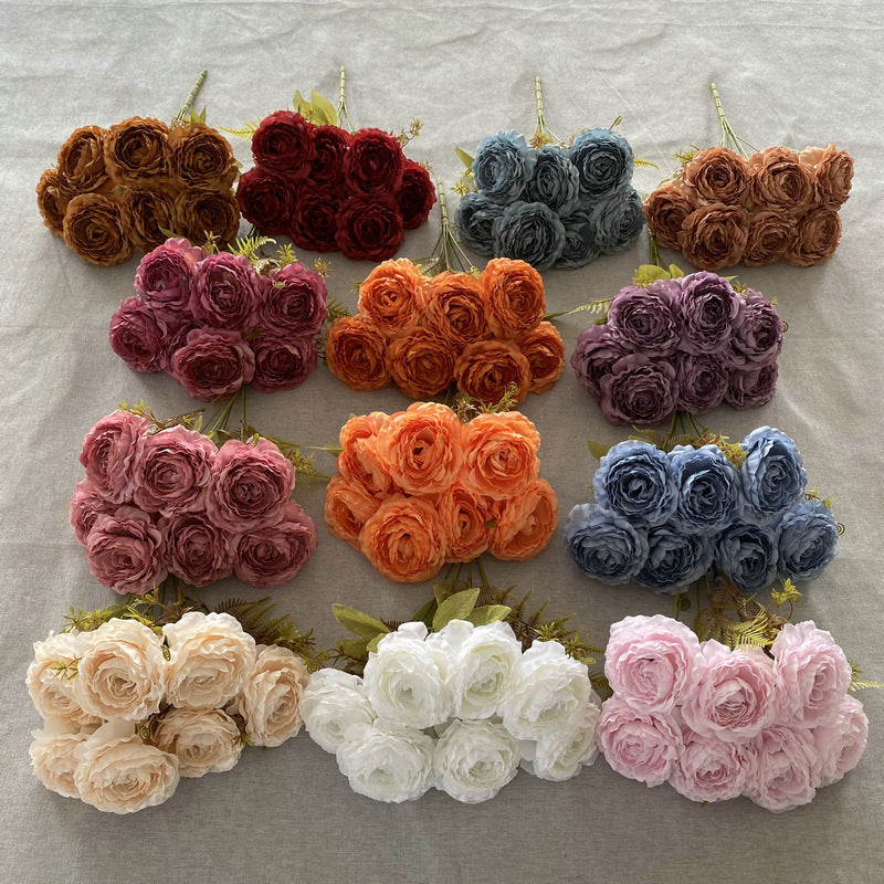 Artificial Peony Bush with 7 Blooms, 16" Tall, Silk-Like Fabric, Perfect for Weddings & Home Decor