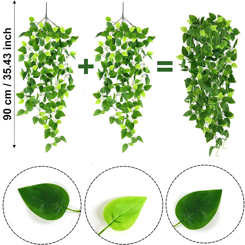 Premium 2 Pcs Artificial Ivy Hanging Vines UV Resistant Greenery Garlands Indoor Outdoor Farmhouse Decor Bookshelf Arrangements