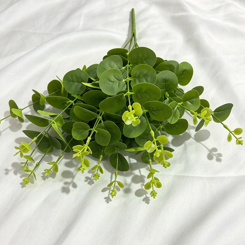 Artificial Money Leaf Bush, Round Leaf Faux Greenery Bunch for Vase Arrangements, Home Decor and Weddings