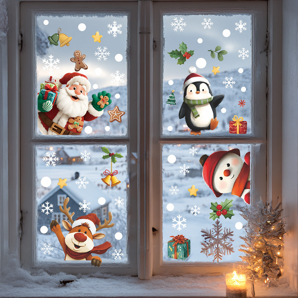 Christmas Window & Glass Stickers | Santa Snowman Animals & Gifts Decor