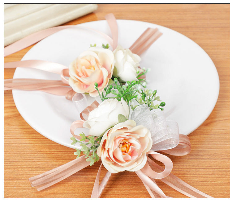 Corsage Bracelet 10 Pcs Artificial Flowers for Wedding Festival Beach Party