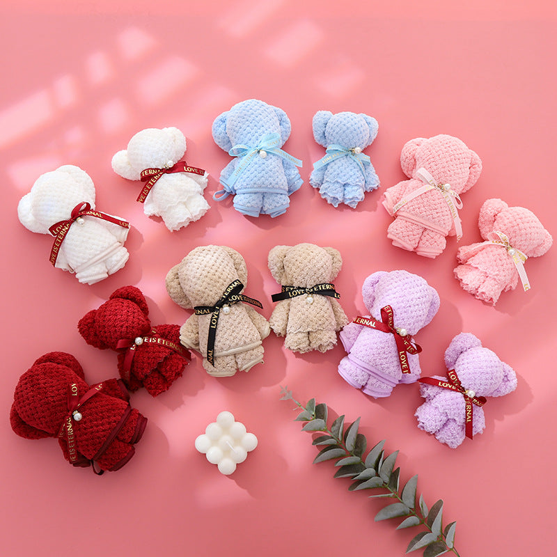 Adorable Teddy Bear Towel - Wedding Favors & Holiday/Birthday Gifts | Soft Waffle Weave