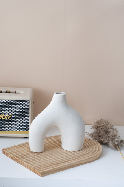 Bulk Nordic Donut Vase Handmade Ceramic Hollow Vases for Olive Branches & Table Centerpieces Minimalist Modern Home Decor for Wedding Shelf Office Console Entryway Sculptural Neutral Décor Wholesale