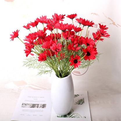 Premium 8 pcs Lifelike Silk Daisy Flowers - UV-Resistant Artificial Blooms for Porch Planters Garden Accent All-Season Décor